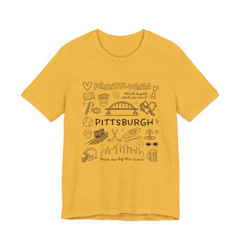 Pittsburgh Doodle Collage - Unisex Jersey Short Sleeve Tee T-Shirt - YinzerShop