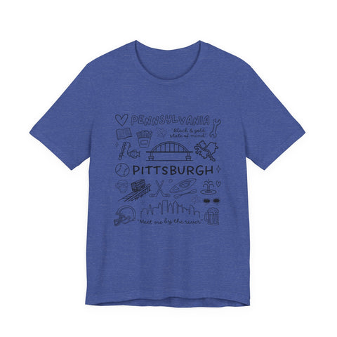 Pittsburgh Doodle Collage - Unisex Jersey Short Sleeve Tee T-Shirt - YinzerShop