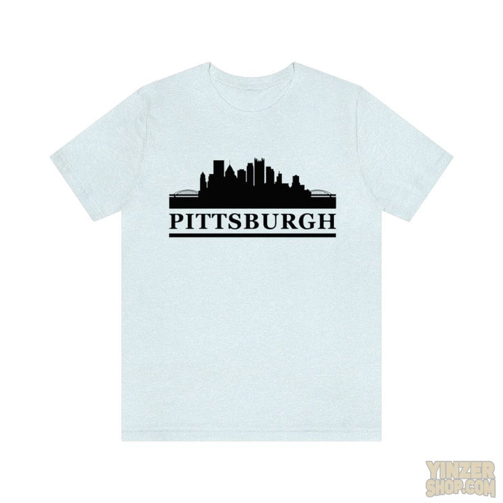 Pittsburgh Downtown Skyline Design T-Shirt T-Shirt Printify Heather Ice Blue S 