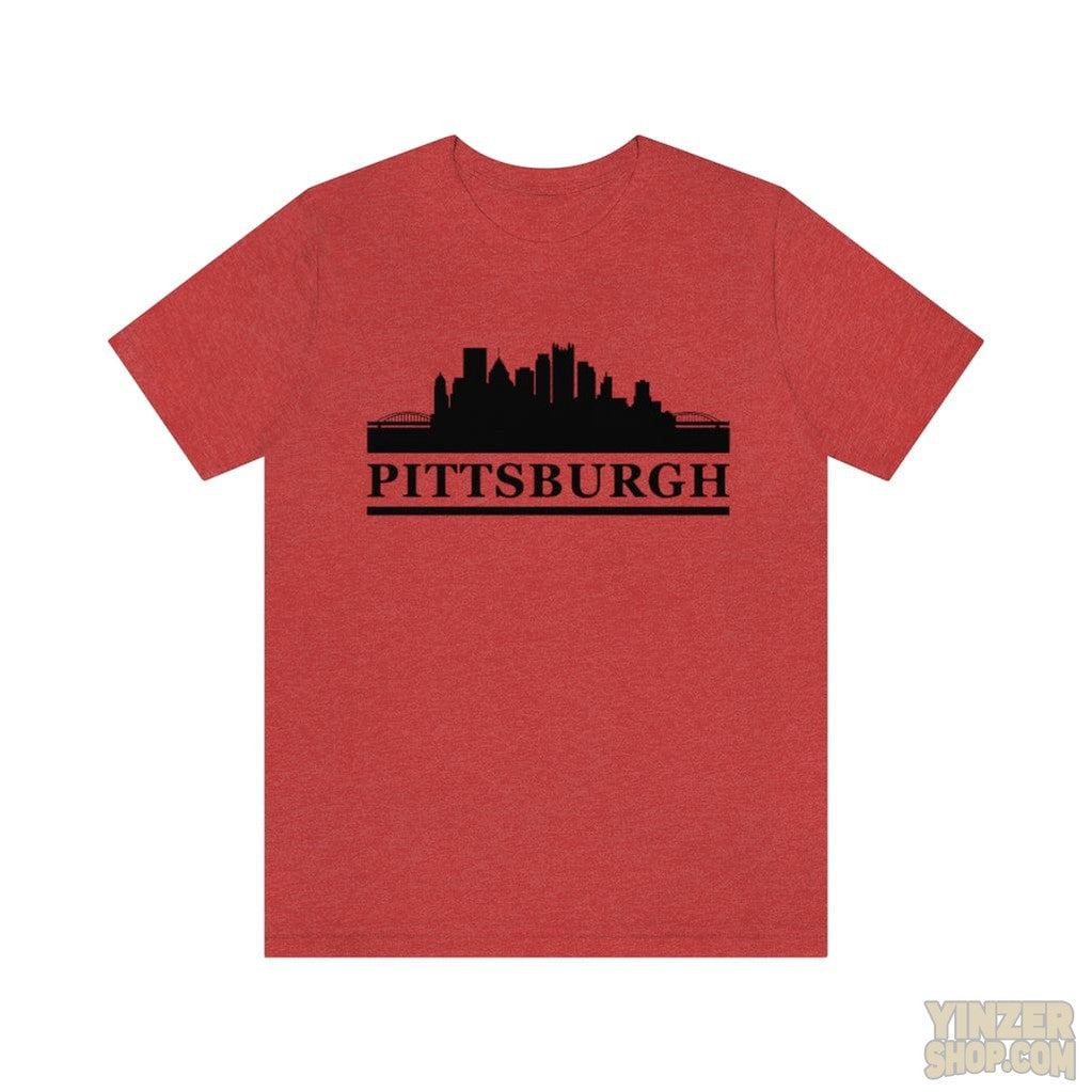 Pittsburgh Downtown Skyline Design T-Shirt T-Shirt Printify Heather Red S 