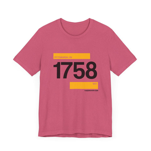 Pittsburgh Established 1758 clean retro - Short sleeve tee T-Shirt - YinzerShop