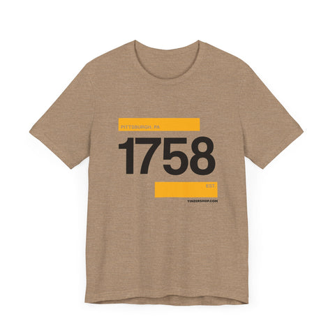 Pittsburgh Established 1758 clean retro - Short sleeve tee T-Shirt - YinzerShop