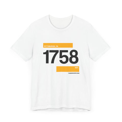 Pittsburgh Established 1758 clean retro - Short sleeve tee T-Shirt - YinzerShop
