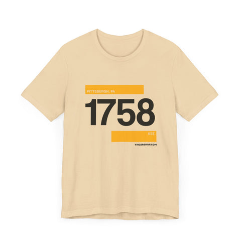 Pittsburgh Established 1758 clean retro - Short sleeve tee T-Shirt - YinzerShop