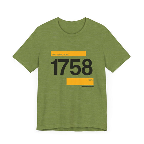 Pittsburgh Established 1758 clean retro - Short sleeve tee T-Shirt - YinzerShop