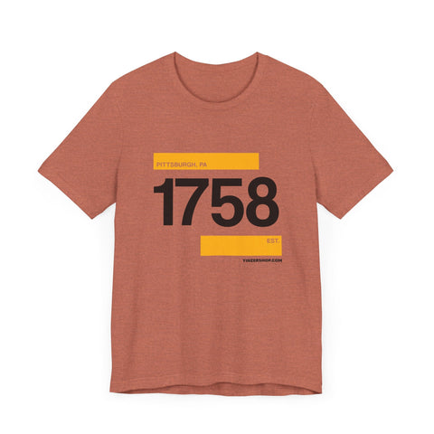 Pittsburgh Established 1758 clean retro - Short sleeve tee T-Shirt - YinzerShop
