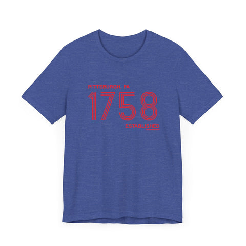 Pittsburgh Established 1758 Retro Lines - Short Sleeve Tee T-Shirt - YinzerShop