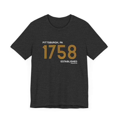 Pittsburgh Established 1758 Retro Lines - Short Sleeve Tee T-Shirt - YinzerShop