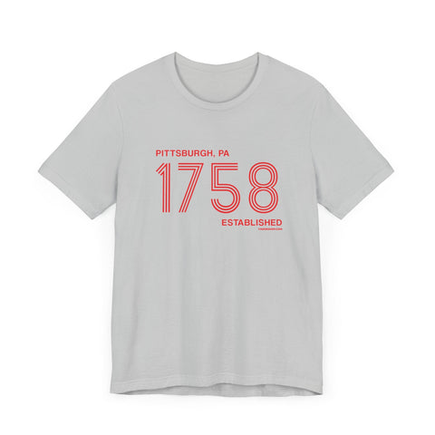 Pittsburgh Established 1758 Retro Lines - Short Sleeve Tee T-Shirt - YinzerShop