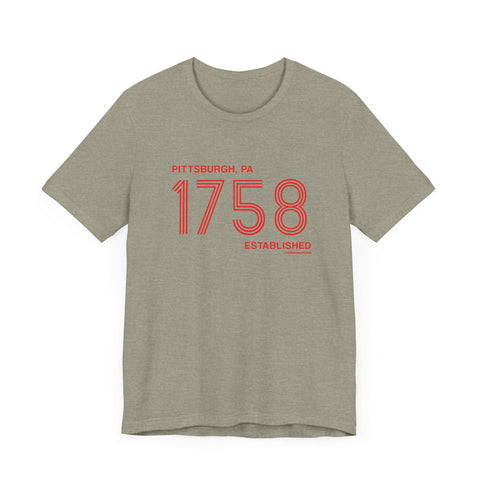 Pittsburgh Established 1758 Retro Lines - Short Sleeve Tee T-Shirt - YinzerShop
