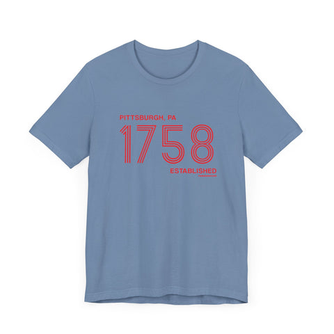 Pittsburgh Established 1758 Retro Lines - Short Sleeve Tee T-Shirt - YinzerShop