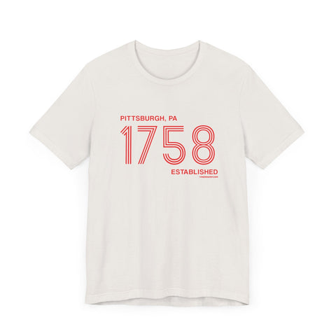 Pittsburgh Established 1758 Retro Lines - Short Sleeve Tee T-Shirt - YinzerShop
