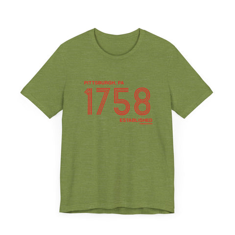 Pittsburgh Established 1758 Retro Lines - Short Sleeve Tee T-Shirt - YinzerShop