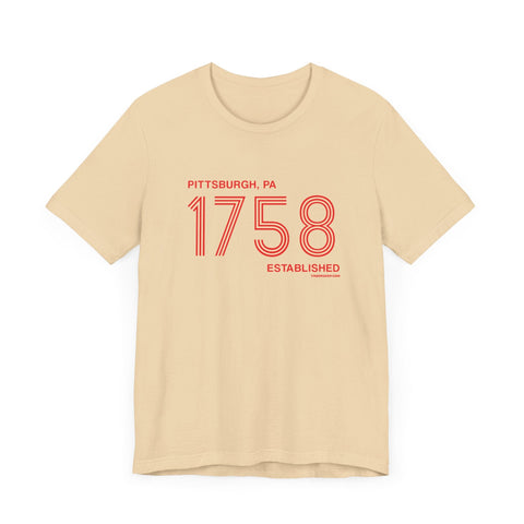 Pittsburgh Established 1758 Retro Lines - Short Sleeve Tee T-Shirt - YinzerShop