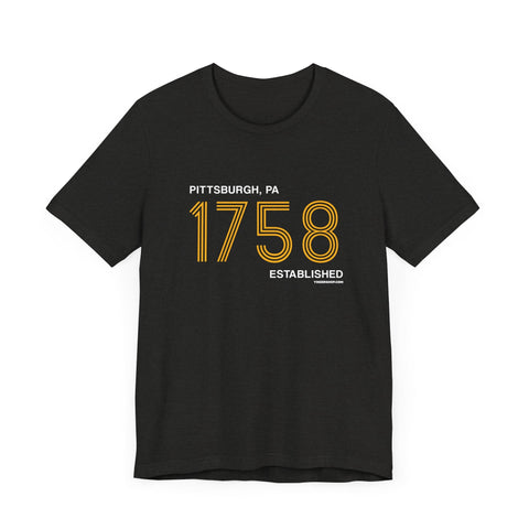Pittsburgh Established 1758 Retro Lines - Short Sleeve Tee T-Shirt - YinzerShop