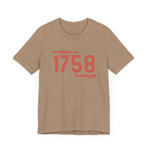 Pittsburgh Established 1758 Retro Lines - Short Sleeve Tee T-Shirt - YinzerShop