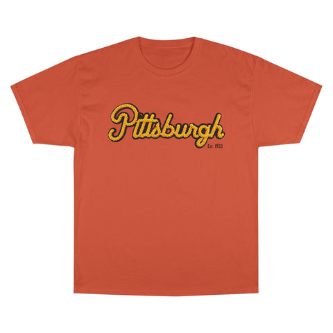 Pittsburgh Faux Embroidery - Champion T-Shirt T-Shirt - YinzerShop