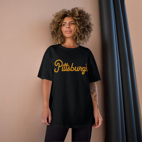 Pittsburgh Faux Embroidery - Champion T-Shirt T-Shirt - YinzerShop