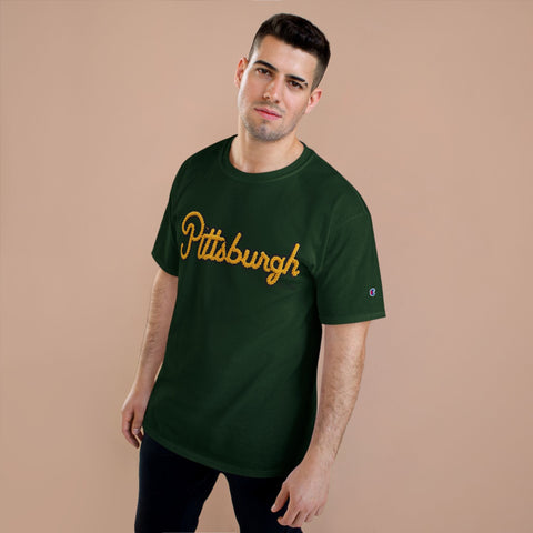 Pittsburgh Faux Embroidery - Champion T-Shirt T-Shirt - YinzerShop