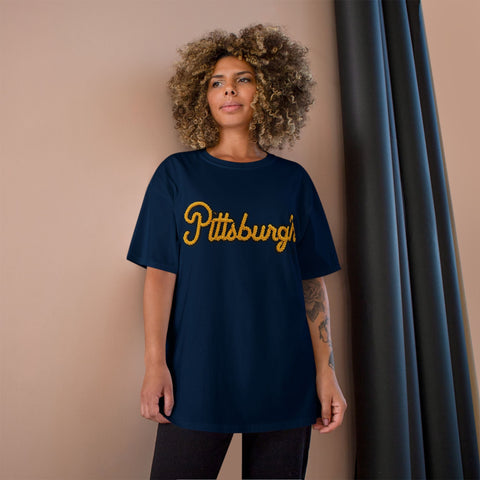 Pittsburgh Faux Embroidery - Champion T-Shirt T-Shirt - YinzerShop