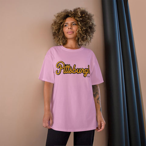 Pittsburgh Faux Embroidery - Champion T-Shirt T-Shirt - YinzerShop