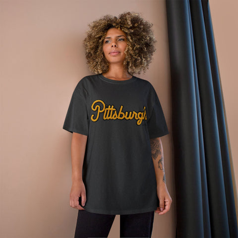 Pittsburgh Faux Embroidery - Champion T-Shirt T-Shirt - YinzerShop