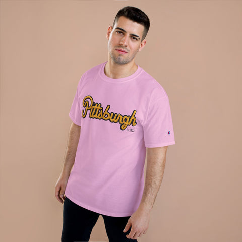 Pittsburgh Faux Embroidery - Champion T-Shirt T-Shirt - YinzerShop