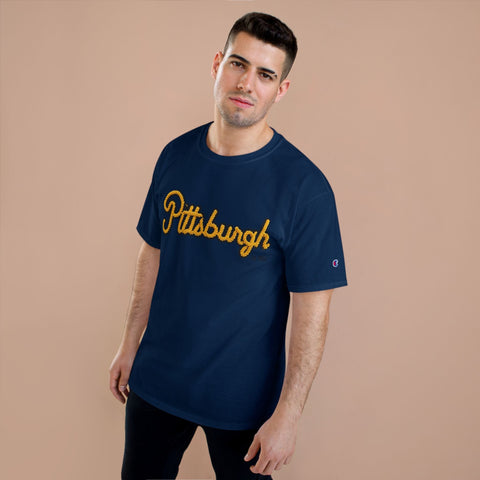 Pittsburgh Faux Embroidery - Champion T-Shirt T-Shirt - YinzerShop