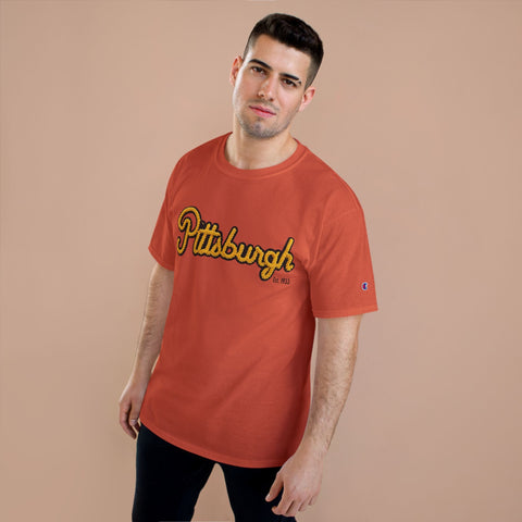 Pittsburgh Faux Embroidery - Champion T-Shirt T-Shirt - YinzerShop