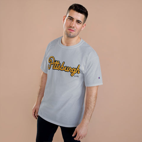 Pittsburgh Faux Embroidery - Champion T-Shirt T-Shirt - YinzerShop