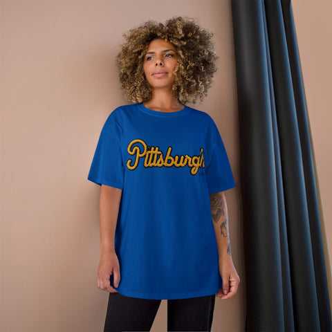 Pittsburgh Faux Embroidery - Champion T-Shirt T-Shirt - YinzerShop
