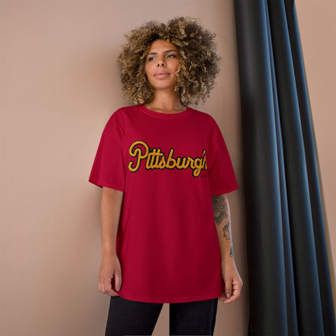 Pittsburgh Faux Embroidery - Champion T-Shirt T-Shirt - YinzerShop