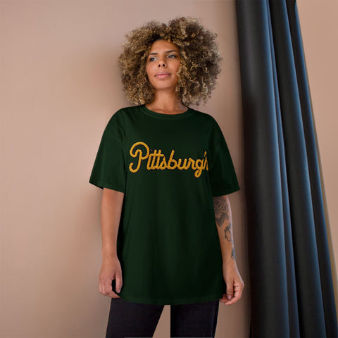 Pittsburgh Faux Embroidery - Champion T-Shirt T-Shirt - YinzerShop