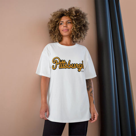 Pittsburgh Faux Embroidery - Champion T-Shirt T-Shirt - YinzerShop