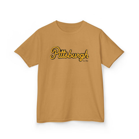 Pittsburgh Faux Embroidery Kids Graphic T-Shirt Kids Apparel - YinzerShop
