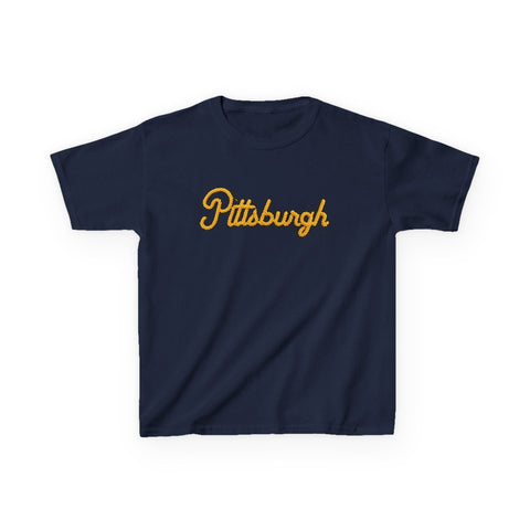 Pittsburgh Faux Embroidery Kids Graphic T-Shirt Kids Apparel - YinzerShop