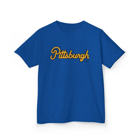 Pittsburgh Faux Embroidery Kids Graphic T-Shirt Kids Apparel - YinzerShop