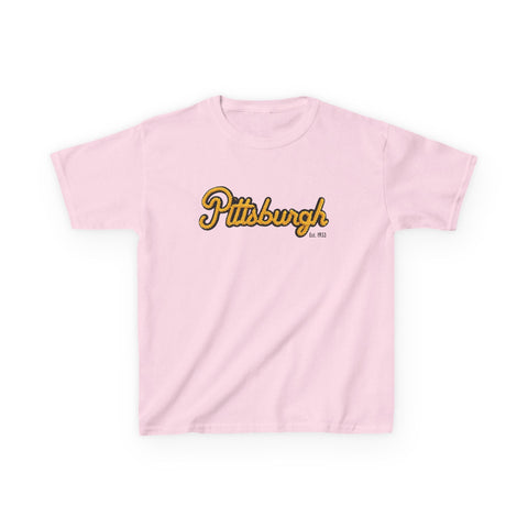 Pittsburgh Faux Embroidery Kids Graphic T-Shirt Kids Apparel - YinzerShop