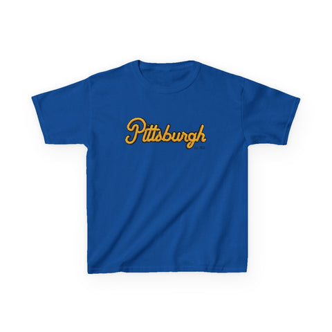 Pittsburgh Faux Embroidery Kids Graphic T-Shirt Kids Apparel - YinzerShop