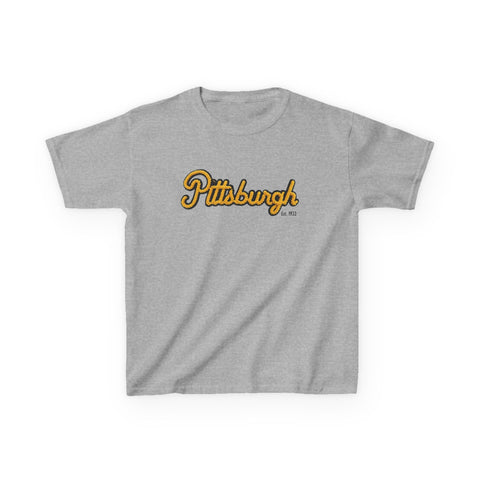 Pittsburgh Faux Embroidery Kids Graphic T-Shirt Kids Apparel - YinzerShop