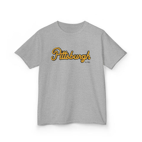 Pittsburgh Faux Embroidery Kids Graphic T-Shirt Kids Apparel - YinzerShop