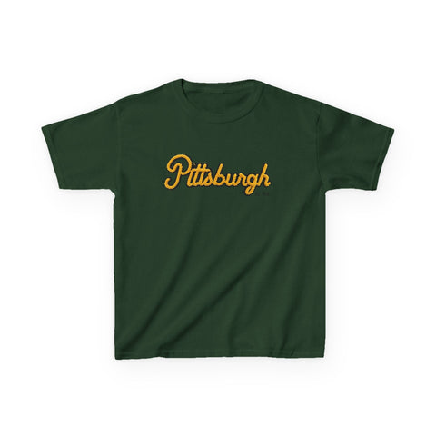 Pittsburgh Faux Embroidery Kids Graphic T-Shirt Kids Apparel - YinzerShop