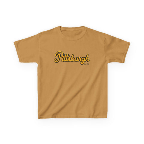 Pittsburgh Faux Embroidery Kids Graphic T-Shirt Kids Apparel - YinzerShop
