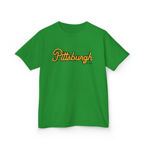 Pittsburgh Faux Embroidery Kids Graphic T-Shirt Kids Apparel - YinzerShop