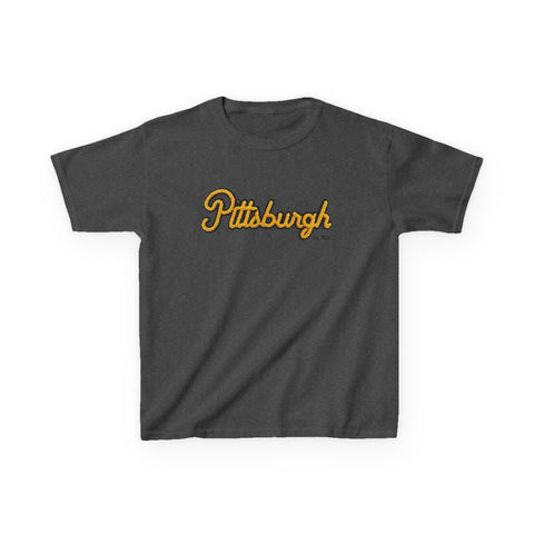 Pittsburgh Faux Embroidery Kids Graphic T-Shirt Kids Apparel - YinzerShop