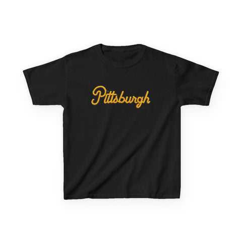 Pittsburgh Faux Embroidery Kids Graphic T-Shirt Kids Apparel - YinzerShop