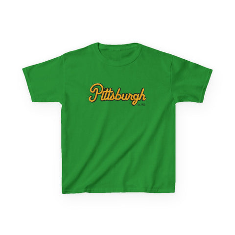 Pittsburgh Faux Embroidery Kids Graphic T-Shirt Kids Apparel - YinzerShop