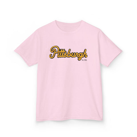 Pittsburgh Faux Embroidery Kids Graphic T-Shirt Kids Apparel - YinzerShop