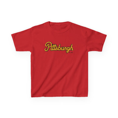 Pittsburgh Faux Embroidery Kids Graphic T-Shirt Kids Apparel - YinzerShop