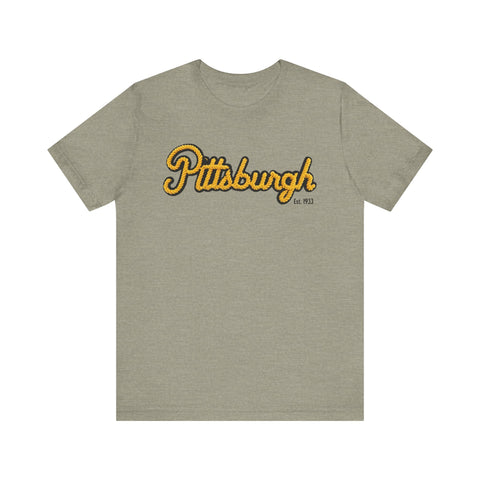 Pittsburgh Faux Embroidery - Short Sleeve T-Shirt T-Shirt - YinzerShop